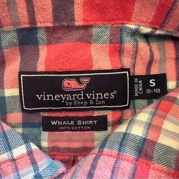 Vineyard Vines Pink Plaid Flannel Button Down S (7-8) - Picture 2 of 4